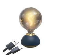 Ujjdwiurgh Lámpara de Mesa LED de Vidrio Lámpara de Mesa Regulable Táctil Lámpara de Mesa con Forma de Bombilla para Decoración Interior Lámpara de Mesa de Dormitorio Azul