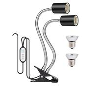 Ujjdwiurgh LáMpara de para, LáMpara de de Doble Cabezal con Abrazadera, Luz para con Temporizador de para Tortuga, DragóN Barbudo, Enchufe Europeo