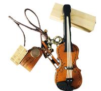 Ujjdwiurgh Llavero de cuero hecho a mano para violonchelo en miniatura, llavero de instrumento musical