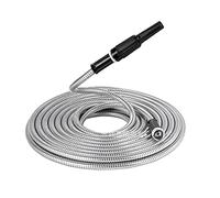 Ujjdwiurgh Manguera de jardín de acero inoxidable 304 de 50 pies, flexible, libre de óxido, fácil de usar y almacenar