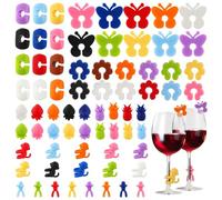 Ujjdwiurgh Marcadores de Silicona de Colores para Vasos: Marcadores Reutilizables para Marcar Vasos, Colgantes Creativos para Copas de Vino.