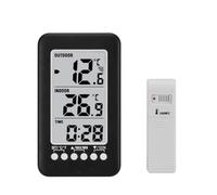Ujjdwiurgh Medidor de TermóMetro Digital con FuncióN de Reloj TermóMetros de Temperatura InaláMbricos LCD para Interiores y Exteriores EstacióN MeteorolóGica