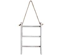 Ujjdwiurgh Mini escalera de almacenamiento de toallas de mano de madera blanqueada de 3 niveles con cuerda