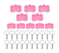 Ujjdwiurgh Moldes de silicona de resina de hueso de perro, 10 moldes de resina epoxi con 20 llaveros para hacer manualidades