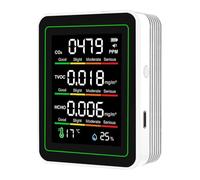 Ujjdwiurgh Monitor de Calidad del Aire Interior, Monitor de CO2, Detector de Temperatura, Formaldehído y Humedad TVOC para Habitaciones y Tiendas de Cultivo, Color