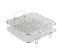 Ujjdwiurgh Olla para Freidora de Aire de Acero Inoxidable, Rejilla de Doble Capa, Parrilla para Asar Cuadrada VersáTil, Soporte para Freidoras de Aire 5QT/5.7QT/6.8QT