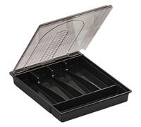 Ujjdwiurgh Organizador con tapa, caja de almacenamiento de cubiertos de plástico y cubiertos, bandeja de utensilios cubierta para cajón de cocina B