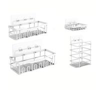 Ujjdwiurgh Organizador de baño adhesivo sin taladros, gran capacidad, estante de almacenamiento para cocina y decoración del hogar