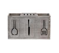 Ujjdwiurgh Organizador de Cubiertos de Madera RúStica, Soporte para Utensilios de Cocina de 3 Secciones, Caja de Almacenamiento para Encimera de CuberteríA de Cocina de Granja