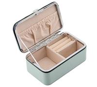 Ujjdwiurgh Organizador de joyas, caja de joyería de viaje, caja de joyería portátil, caja de joyería de piel sintética, rejillas de almacenamiento, collar y pendientes