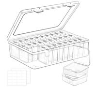 Ujjdwiurgh Organizadores de cuentas pequeñas, 30 cajas de almacenamiento de plástico, mini recipientes transparentes para manualidades con tapa con bisagras y etiqueta