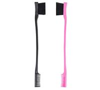 Ujjdwiurgh Paquete combinado de 2 cepillos para el cabello con control de bordes de doble cara, color rosa y negro