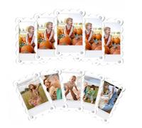 Ujjdwiurgh Paquete de 10 marcos magnéticos acrílicos festoneados de doble cara para nevera, 2.36 x 3.54 pulgadas, marco de fotos magnético para nevera