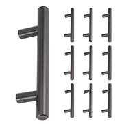 Ujjdwiurgh Paquete de 10 tiradores de gabinete de 5 pulgadas de acero inoxidable negro mate, manijas de armario de cocina, manijas de gabinete de 5 pulgadas de longitud, centro de agujero de 3