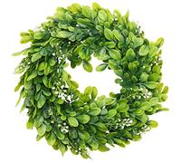 Ujjdwiurgh Paquete de 2 coronas artificiales de boj para colgar en la puerta delantera, 25,4 cm