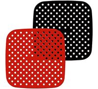 Ujjdwiurgh Paquete de 2 forros reutilizables para freidora de aire, cuadrados, antiadherentes, de silicona, accesorios para freidora de aire, 7.5 pulgadas