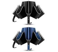 Ujjdwiurgh Paquete de 2 Paraguas de Viaje, Paraguas Irrompible de 10 Costillas, Paraguas A Prueba de Viento para Lluvia y Sol, Reverso Plegable AutomáTico