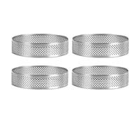 Ujjdwiurgh Paquete de 4 anillos de acero inoxidable para tartas, 6,1 cm, anillos perforados para tartas, moldes para tartas, redondos
