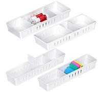 Ujjdwiurgh Paquete de 4 organizadores de plástico para cajones de oficina, organizador de escritorio pequeño, organizador de maquillaje, separadores de almacenamiento