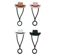 Ujjdwiurgh Paquete de 4 Tapas de Paja de Silicona para Sombrero de Vaquero Compatibles con de 30 40 Oz, y Divertido Adorno de Paja para Vaso