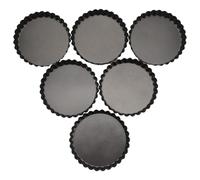 Ujjdwiurgh Paquete de 6 mini moldes para tartas de 5 pulgadas con fondo extraíble redondo antiadherente para quiche, moldes laterales estriados resistentes