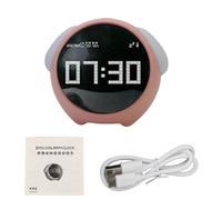 Ujjdwiurgh para el Hogar Luz LED Digital Luz Controlada por Voz Reloj Despertador Infantil Multifuncional Reloj Despertador con ExpresióN (B)