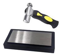 Ujjdwiurgh Para herramientas de fabricación de joyas: bloque de banco de acero de 7.8 x 4.2 pulgadas, yunque plano con base de goma resistente, martillo de estampado de joyeros