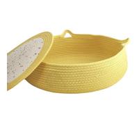 Ujjdwiurgh Perrera para Gatos, Perrera Redonda de Cuerda de Algodón para Mascotas Pequeñas, Casa Pequeña, Perrera para Perros y Perrera para Gatos Fácil de Limpiar en Amarillo de Verano