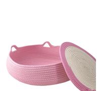 Ujjdwiurgh Perrera para Gatos, Perrera Redonda de Cuerda de Algodón para Mascotas Pequeñas, Casa Pequeña, Perrera para Perros y Perrera para Gatos Fácil de Limpiar en Rosa de Verano