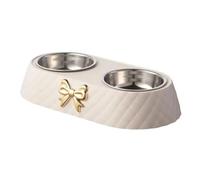 Ujjdwiurgh Pet Supplies - Cuencos de comida para perros y gatos, 1 unidad, diseño de pajarita doble, juego de bebida, A