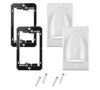 Ujjdwiurgh Placa de pared de cable de una sola banda empotrada de bajo voltaje con soporte de montaje (paquete de 2, blanco)