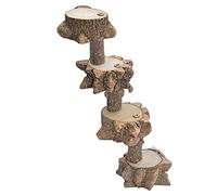 Ujjdwiurgh Plataforma para pájaros, para periquitos, jaula de madera natural, soporte de juego para loros, percas planas para pájaros medianos