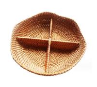 Ujjdwiurgh Platos para Servir Divididos con 4 Compartimentos, Cuenco de RatáN, Bandeja Decorativa Redonda para Frutas para Aperitivos, Nueces, Dulces, Galletas Saladas y Verduras