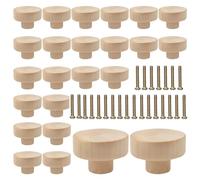 Ujjdwiurgh Pomos redondos de madera para cajones, muebles de madera, adecuados para cajones, armarios y aparadores (24 piezas)