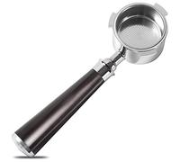 Ujjdwiurgh Portafiltro de 51 mm, 3 orejas, acero inoxidable, 51 mm, portafiltro sin fondo con mango de madera y cesta de filtro