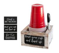 Ujjdwiurgh Portavasos con ranura para marcador, organizador de madera para marcar tu taza y beber con letreros intercambiables, compatible con café