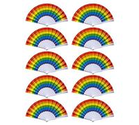 Ujjdwiurgh Rainbow Fan Pride Abanicos de Mano Plegables Accesorios del Orgullo Gay Accesorios Rainbow Decoraciones Mes del Orgullo