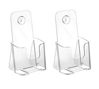 Ujjdwiurgh Soporte acrílico para folletos, diseño inclinado, soporte de exhibición transparente, soporte de mesa de plástico, 2 unidades