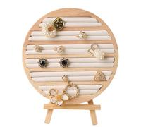 Ujjdwiurgh Soporte de almacenamiento de joyas de madera con forma redonda, bandeja para joyas, anillos, pendientes, pulseras, expositores, accesorios para mostrador, color blanco