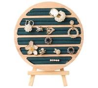 Ujjdwiurgh Soporte de almacenamiento de joyas de madera con forma redonda, bandeja para joyas, anillos, pendientes, pulseras, expositores, accesorios para mostrador, color verde