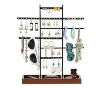 Ujjdwiurgh Soporte Grande para JoyeríA y Pendientes de 7, Base de Madera Maciza, Soporte para ExhibicióN de Collares y Pulseras, Soporte para JoyeríA para Anillos