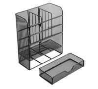 Ujjdwiurgh Soporte multifuncional para bolígrafos, estante de almacenamiento estacionario de escritorio, organizador de escritorio de malla para el hogar, oficina, escuela