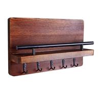 Ujjdwiurgh Soporte para Llaves y Correo para Pared, Colgador de Llaves para Pared con Estante, Estante de Pared de Madera con, Organizador de Correo para Montaje en Pared