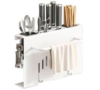 Ujjdwiurgh Soporte para Utensilios de Pared, Estante para Utensilios de Cocina, Estante Organizador de Almacenamiento Colgante Multiusos con Soporte para Tabla de Cortar