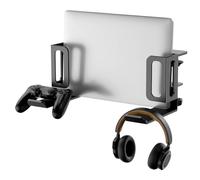 Ujjdwiurgh Soporte vertical ajustable para laptop, organizador sin taladro, abrazadera de escritorio lateral, color negro