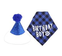 Ujjdwiurgh Suministros de fiesta de cumpleaños para perros, sombrero de cumpleaños para mascotas y bandana de cumpleaños para perros