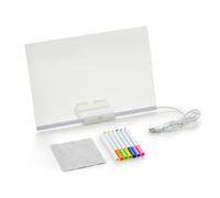 Ujjdwiurgh Tablero de mensajes acrílico iluminado reescribible DIY para niños, lámpara de mensajes brillante con 7 bolígrafos de colores, 20 x 20 cm