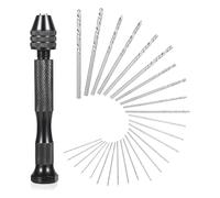 Ujjdwiurgh Taladro manual giratorio para manualidades, 26 piezas, juego de microbrocas, kit de perforación de joyas que incluye taladros de 0,5 mm a 2,5 mm