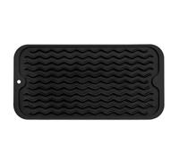 Ujjdwiurgh Tapete de secado de platos para múltiples usos, fácil de limpiar, ecológico, tapete de silicona para encimera de cocina, color negro, fácil de instalar
