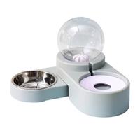 Ujjdwiurgh Tazón para beber 3 en 1 para mascotas, gatos, perros, alimentador automático, dispensador de agua de 1,8 L, contenedor de comida para perros, color azul